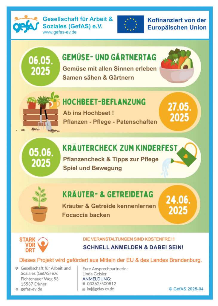 Startschuss und weitere Termine Hochbeet-Projekt