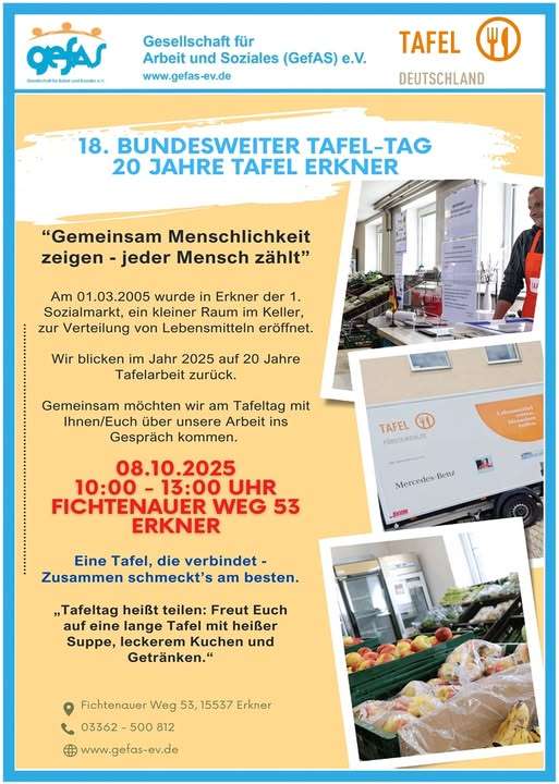 18. Bundesweiten Tafeltag und 20 Jahre Tafel Erkner.