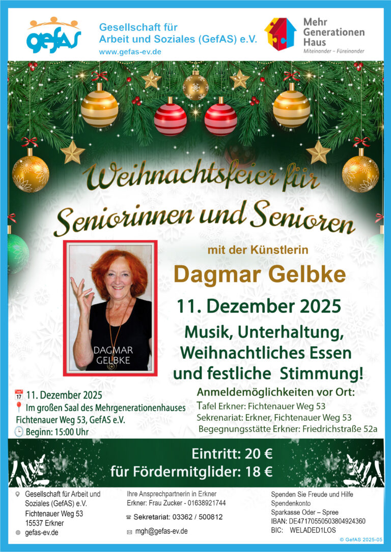 Weihnachtsfeier für Seniorinnen und Senioren