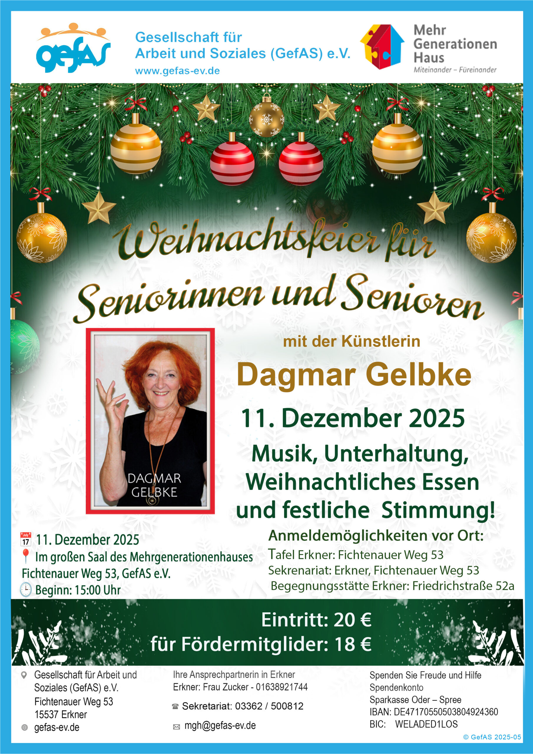 Weihnachtsfeier für Seniorinnen und Senioren