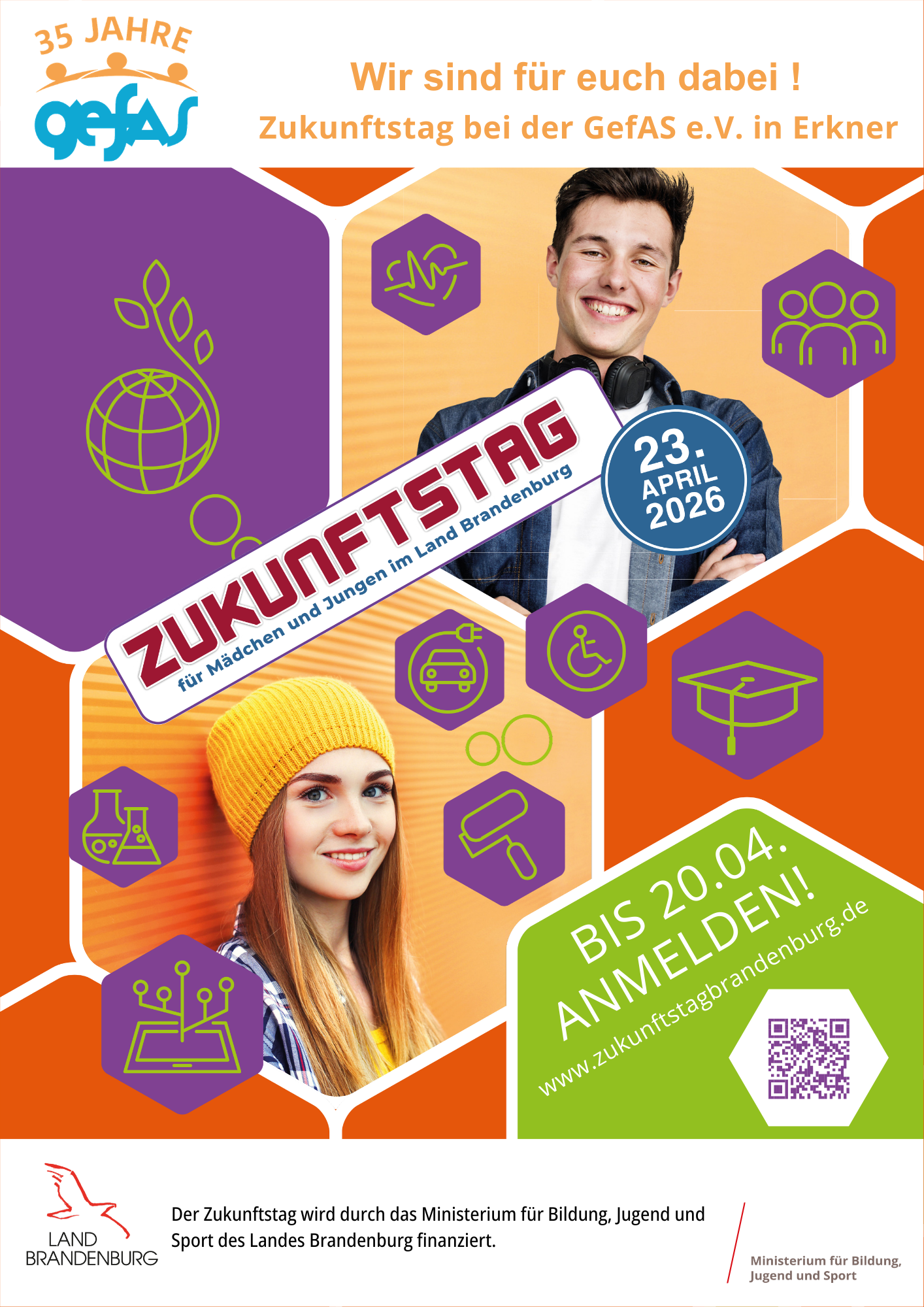 Zukunftstag des Landes Brandenburg am 23.04.2026, 24. Zukunftstag Brandenburg: Berufsmöglichkeiten und Praktikumsplätze bei der GefAS e.V. – Entdecke deine Zukunft!