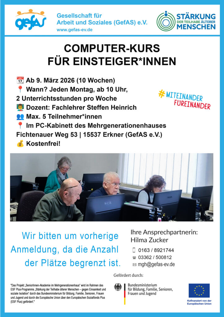 COMPUTER-KURS FÜR EINSTEIGER*INNEN