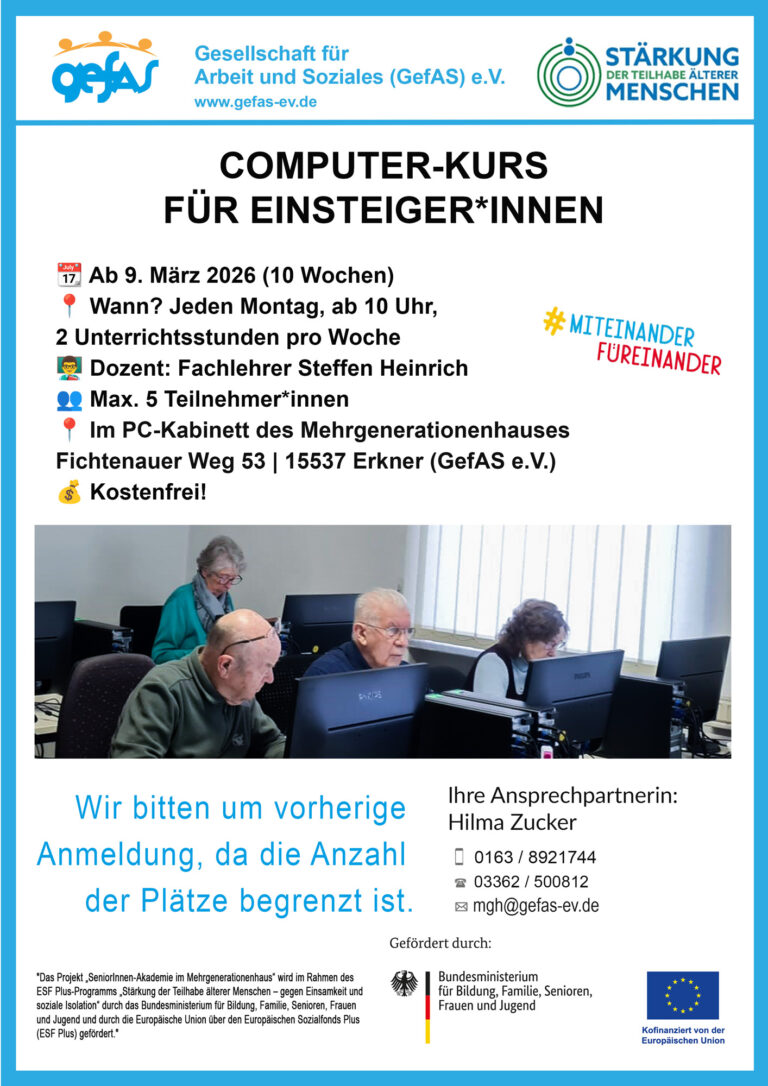 COMPUTER-KURS FÜR EINSTEIGER*INNEN