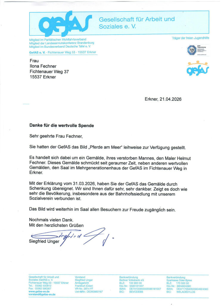 Danke für die wertvolle Spende!