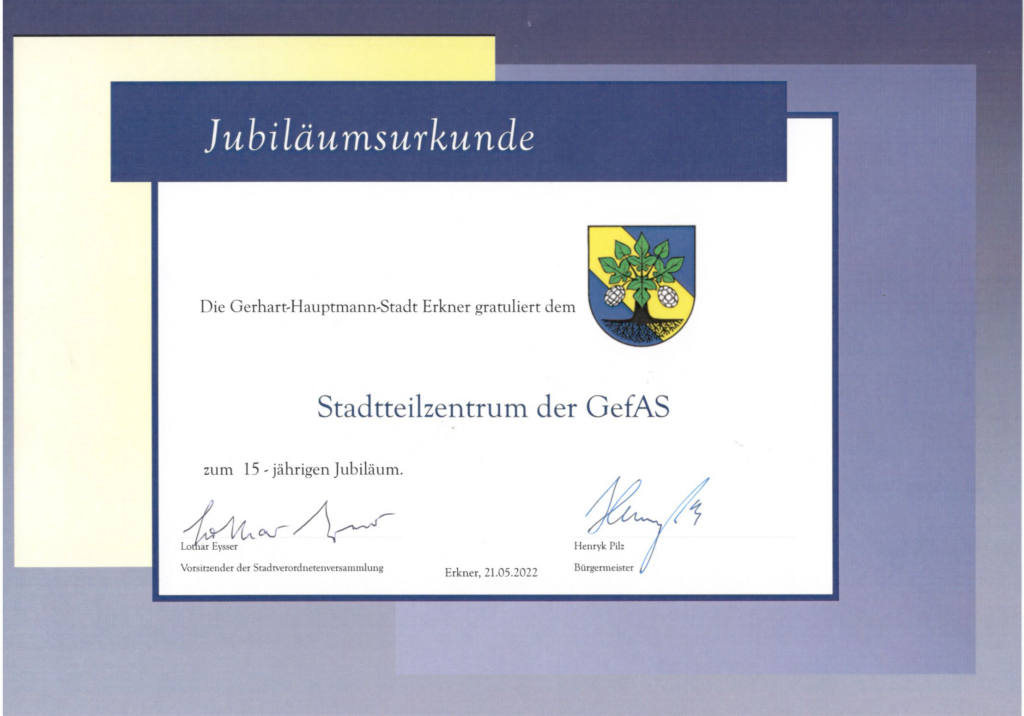 Urkunde GefAS e.V. Erkner