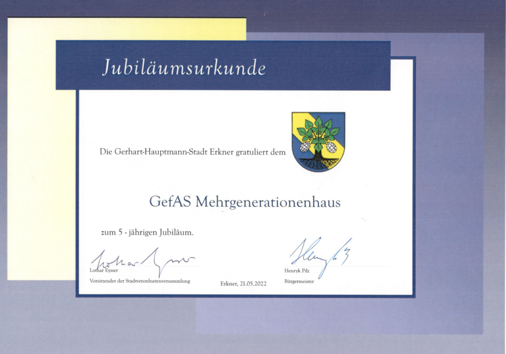 Urkunde GefAS e.V. Erkner