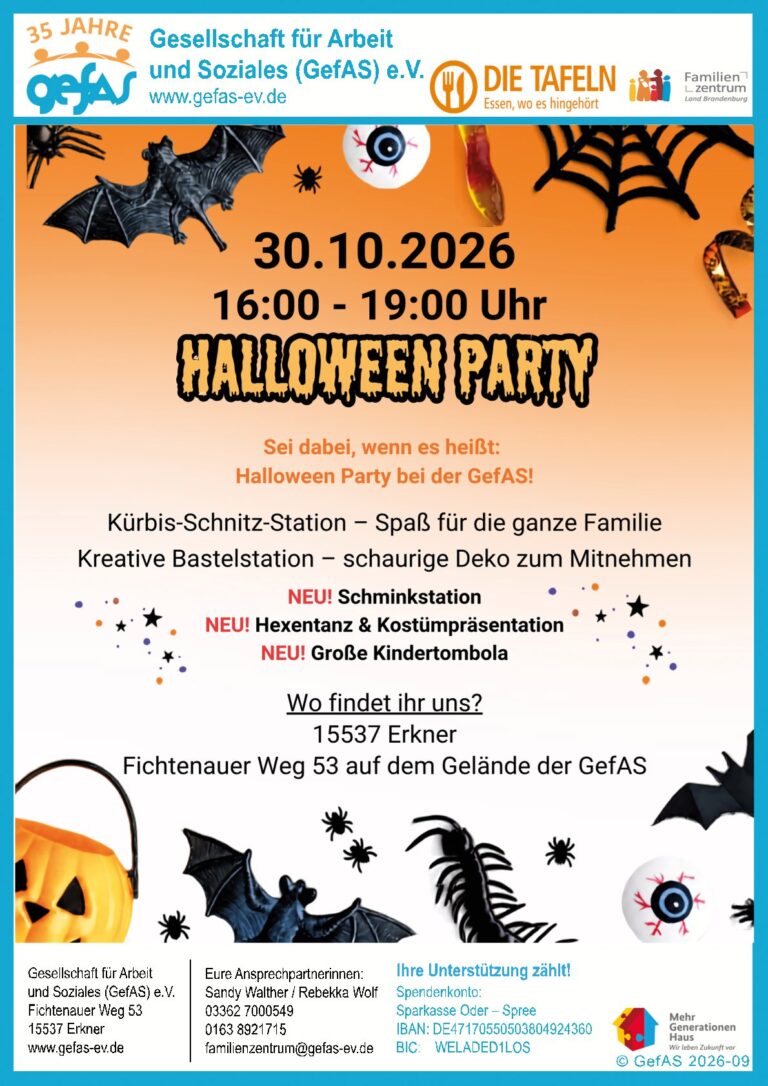 HALLOWEENPARTY 2026 BEI DER GEFAS – GRUSELIG, KREATIV & GEMEINSAM!