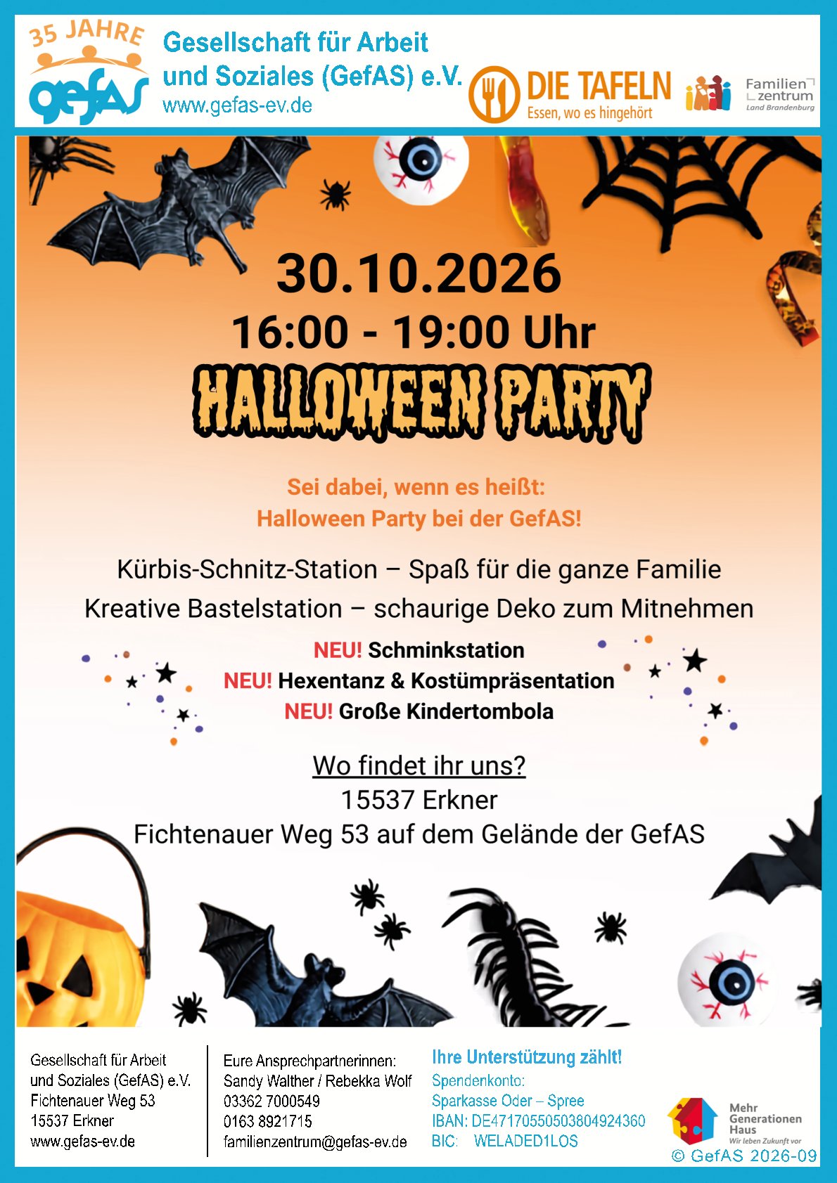 HALLOWEENPARTY 2026 BEI DER GEFAS – GRUSELIG, KREATIV & GEMEINSAM!